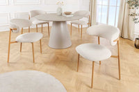 Design Stuhl BELFORT beige Strukturstoff Metallgestell Eiche