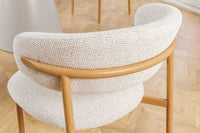 Design Stuhl BELFORT beige Strukturstoff Metallgestell Eiche