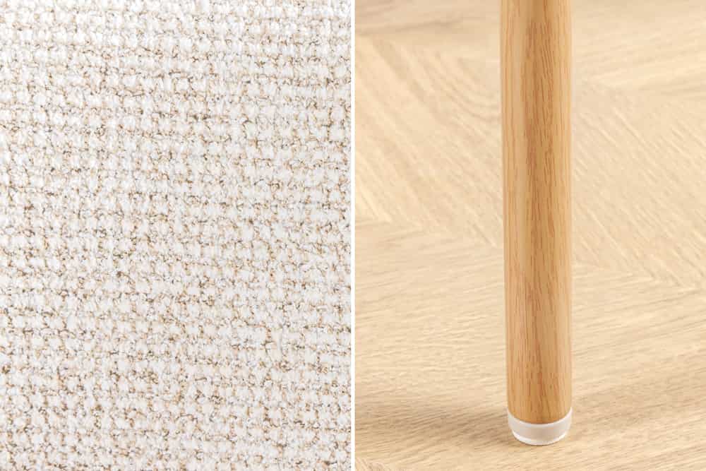 Design Stuhl BELFORT beige Strukturstoff Metallgestell Eiche