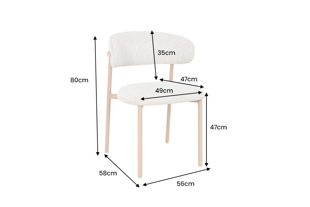 Design Stuhl BELFORT beige Strukturstoff Metallgestell Eiche
