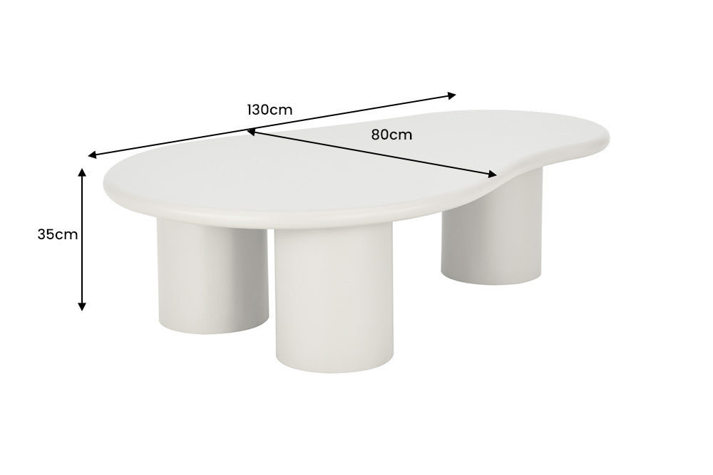 Stilvoller Couchtisch ORGANIKO 130cm cement greige organische Form