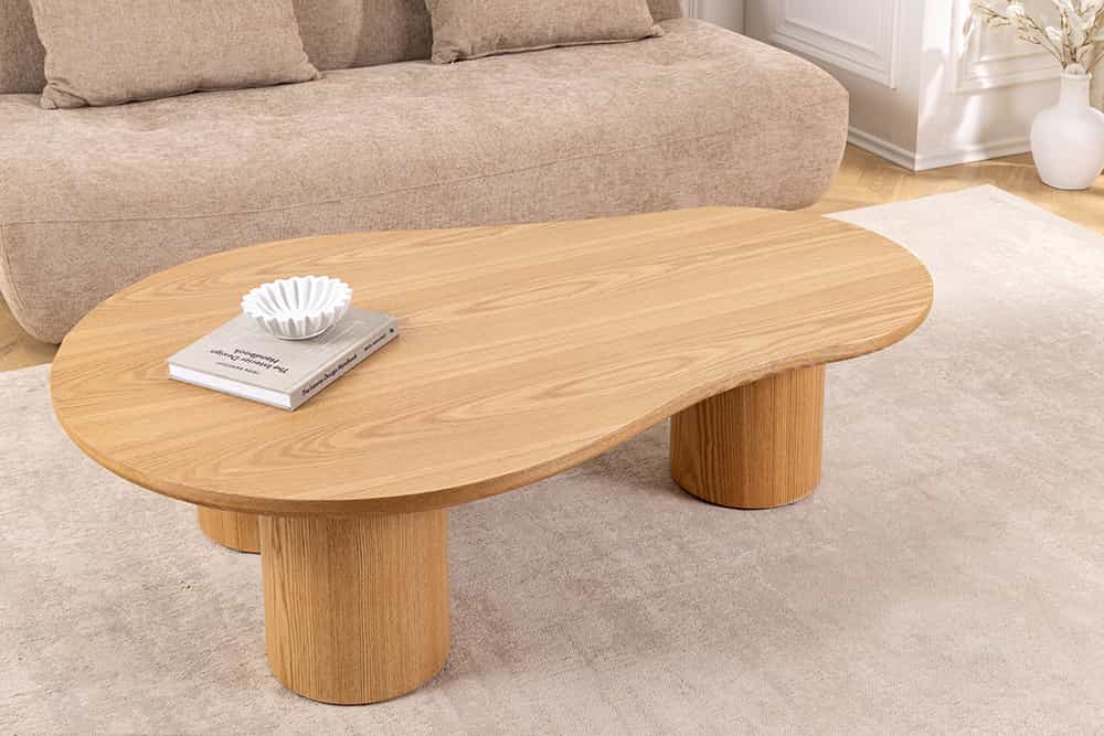 Stilvoller Couchtisch ORGANIKO 130cm natur Eiche organische Form
