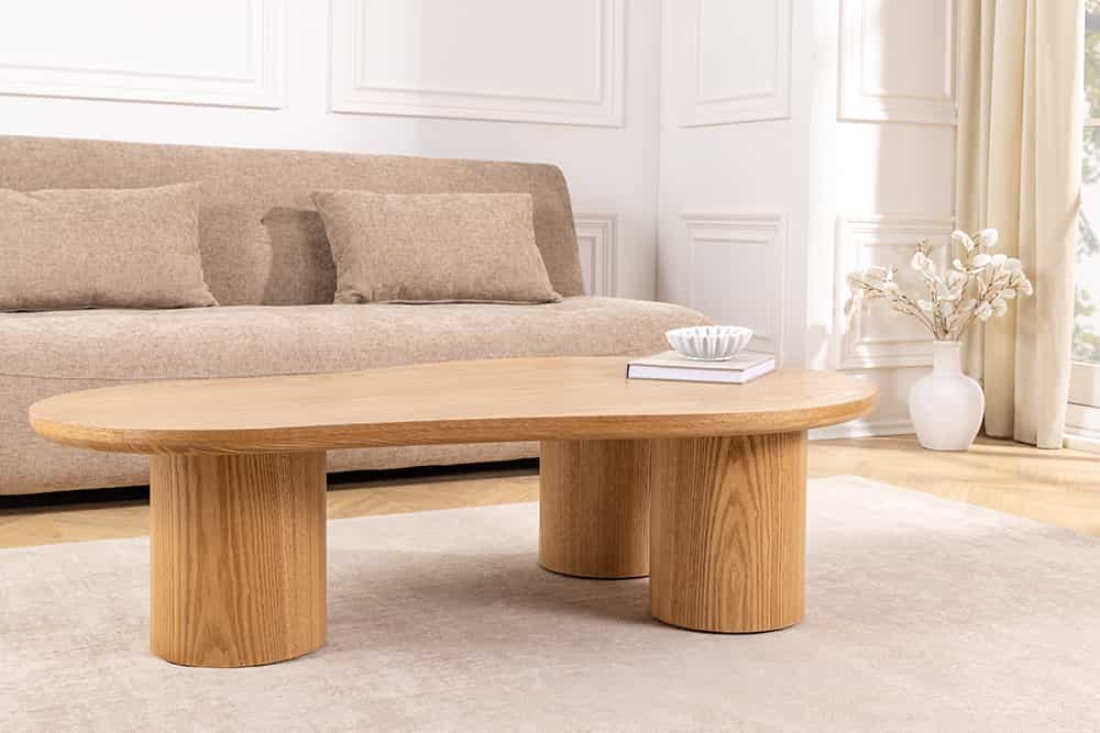 Stilvoller Couchtisch ORGANIKO 130cm natur Eiche organische Form