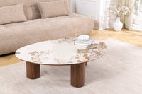 Stilvoller Couchtisch ORGANIKO 110cm weiß braun Walnuss Pandora Keramik