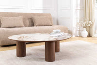 Stilvoller Couchtisch ORGANIKO 110cm weiß braun Walnuss Pandora Keramik
