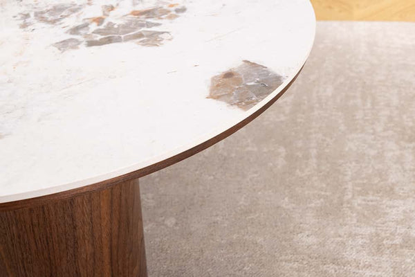 Stilvoller Couchtisch ORGANIKO 110cm weiß braun Walnuss Pandora Keramik
