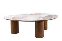 Stilvoller Couchtisch ORGANIKO 110cm weiß braun Walnuss Pandora Keramik