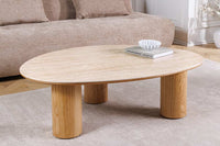 Stilvoller Couchtisch ORGANIKO 110cm natur Eiche Travertin Keramik