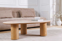 Stilvoller Couchtisch ORGANIKO 110cm natur Eiche Travertin Keramik