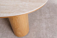 Stilvoller Couchtisch ORGANIKO 110cm natur Eiche Travertin Keramik