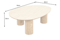 Stilvoller Couchtisch ORGANIKO 110cm natur Eiche Travertin Keramik