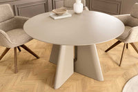 Runder Esstisch ORGANIKO 120cm cement greige mit skulpturalem Säulengestell