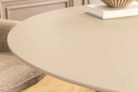 Runder Esstisch ORGANIKO 120cm cement greige mit skulpturalem Säulengestell