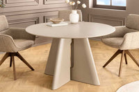 Runder Esstisch ORGANIKO 120cm cement greige mit skulpturalem Säulengestell