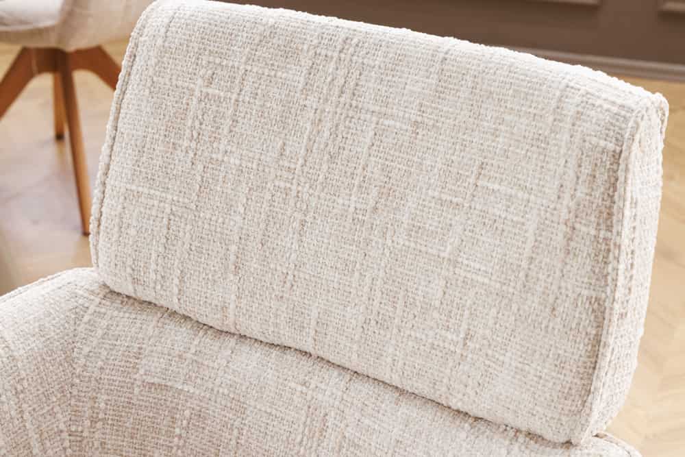 Drehbarer Stuhl UNIQUE beige Chenille Eichenholzbeine mit Armlehne