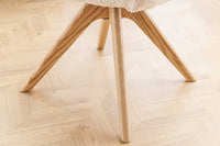 Drehbarer Stuhl UNIQUE beige Chenille Eichenholzbeine mit Armlehne