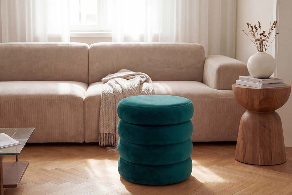Runder Polsterhocker VOGUE 40cm mit Stauraum