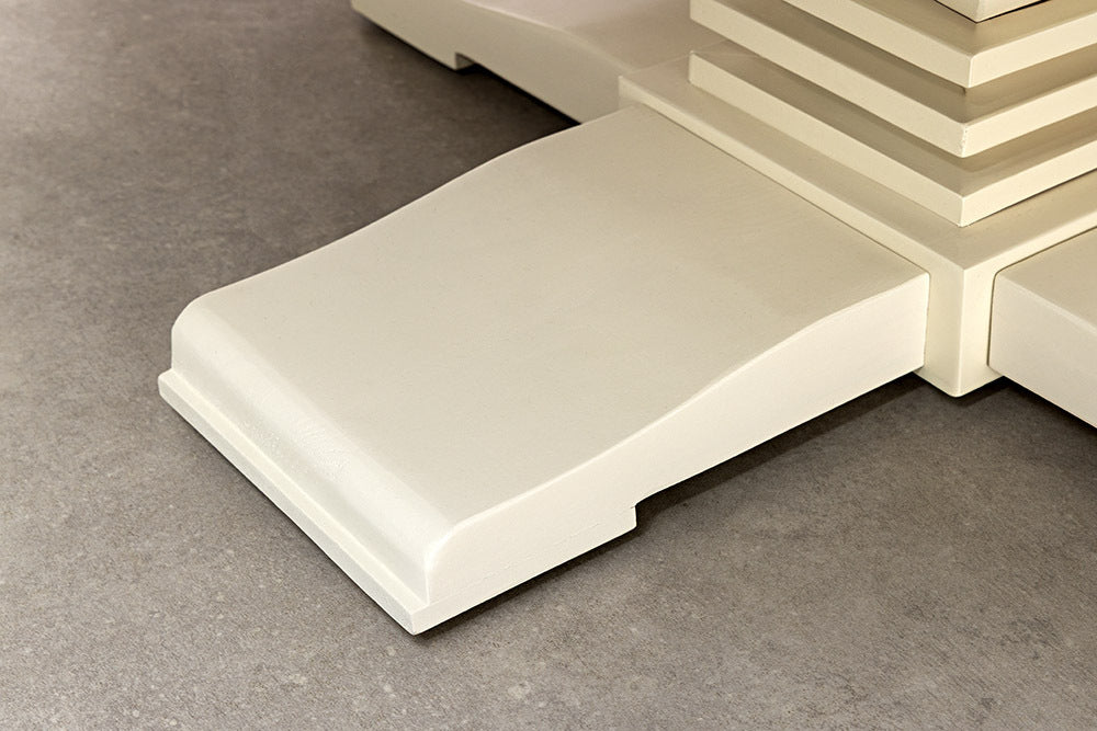 Runder Esstisch HAMPTONS hellbraun creme recycelte Pinie Massivholz