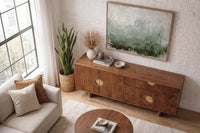 Massives Sideboard MADISON 180cm braun Mangoholz mit Schubladen und strukturierter Front