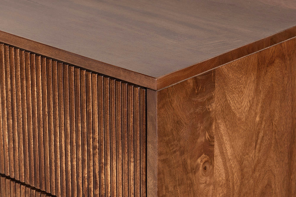 Massives Sideboard MADISON 180cm braun Mangoholz mit Schubladen und strukturierter Front