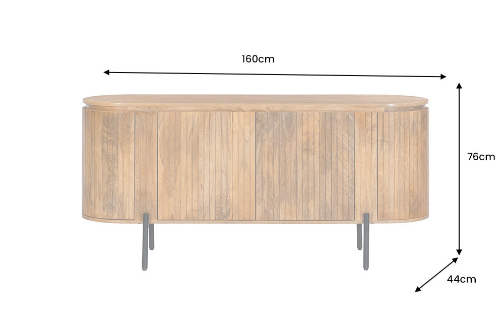 GATSBY design sideboard 160cm brown matt gold mango wood retro