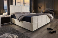 Modernes Boxbett PRESTIGE 160x200cm creme Bouclé mit Stauraum und Lattenrost