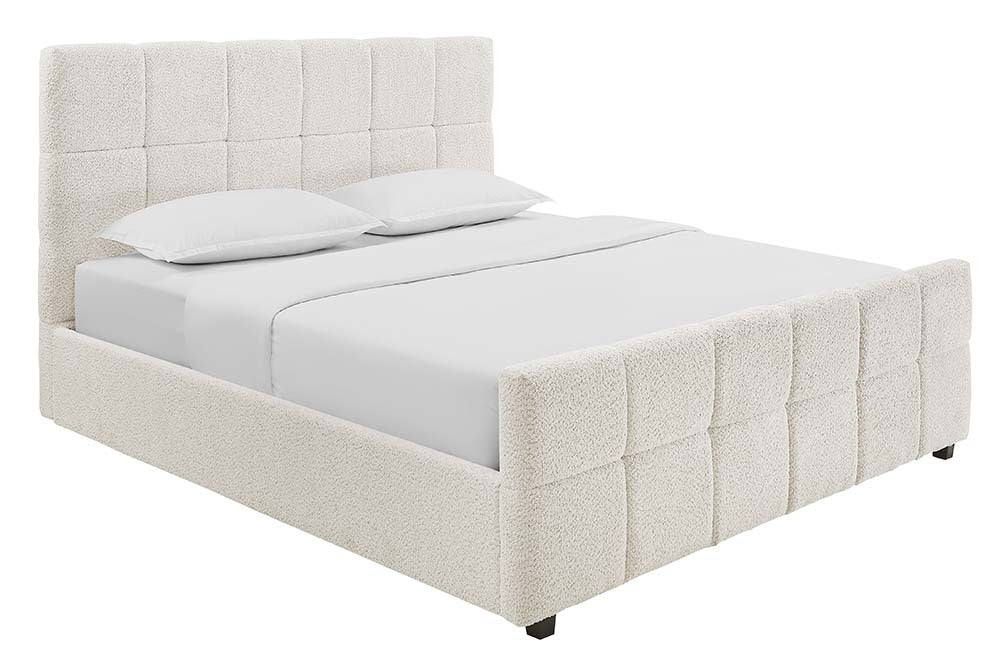 Modernes Boxbett PRESTIGE 160x200cm creme Bouclé mit Stauraum und Lattenrost