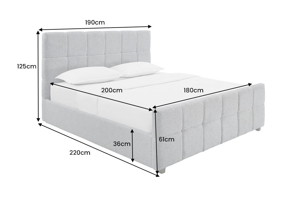 PRESTIGE Design Boxbett 180x200cm Doppelbett Bouclè mit Stauraum