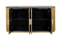 Design Sideboard VENEZIANO 170cm messing Mangoholz grün Marmor gold