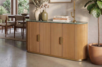 Design Sideboard VENEZIANO 170cm messing Mangoholz grün Marmor gold