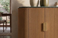 Design Sideboard VENEZIANO 170cm messing Mangoholz grün Marmor gold