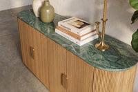 Design Sideboard VENEZIANO 170cm messing Mangoholz grün Marmor gold