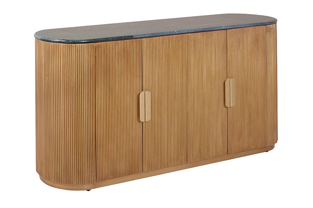 Design Sideboard VENEZIANO 170cm messing Mangoholz grün Marmor gold