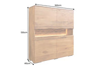Massives Highboard GRAND 120cm braun Mangoholz mit LED-Beleuchtung