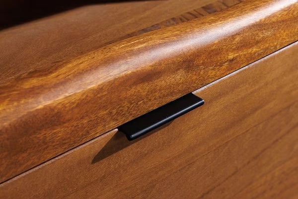 Massives TV-Board GRAND 180cm braun Mangoholz LED-Beleuchtung Lowboard Schubladen