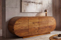 Massives Sideboard ORGANIKO 180cm braun Sheeshamholz stone finish oval