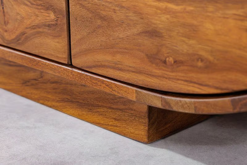 Massives Sideboard ORGANIKO 180cm braun Sheeshamholz stone finish oval