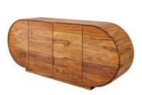 Massives Sideboard ORGANIKO 180cm braun Sheeshamholz stone finish oval