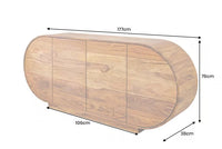 Massives Sideboard ORGANIKO 180cm braun Sheeshamholz stone finish oval