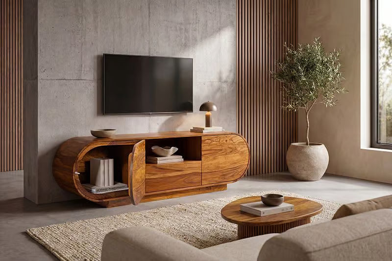 WAVE Design TV Board 160cm black mango solid wood