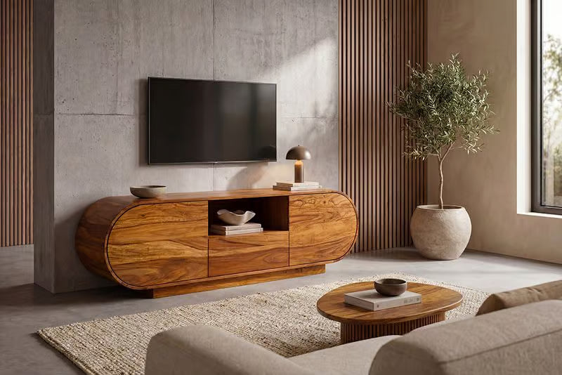 WAVE Design TV Board 160cm black mango solid wood