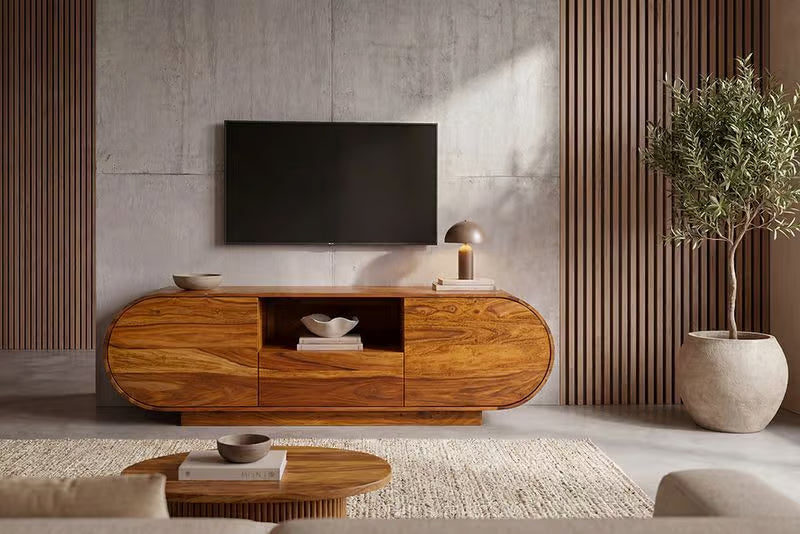 WAVE Design TV Board 160cm black mango solid wood