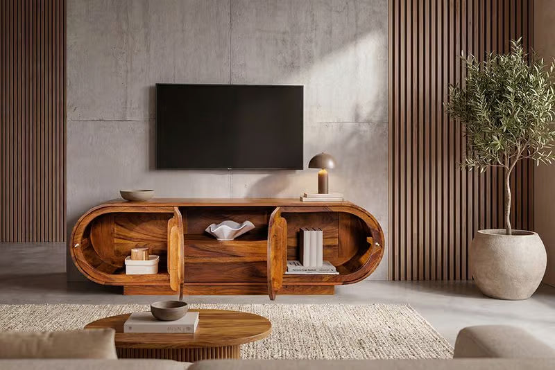 WAVE Design TV Board 160cm black mango solid wood