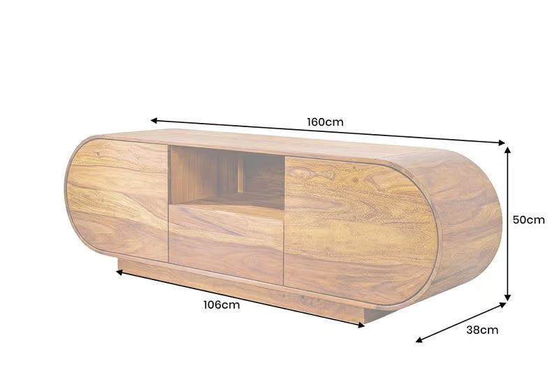 WAVE Design TV Board 160cm black mango solid wood