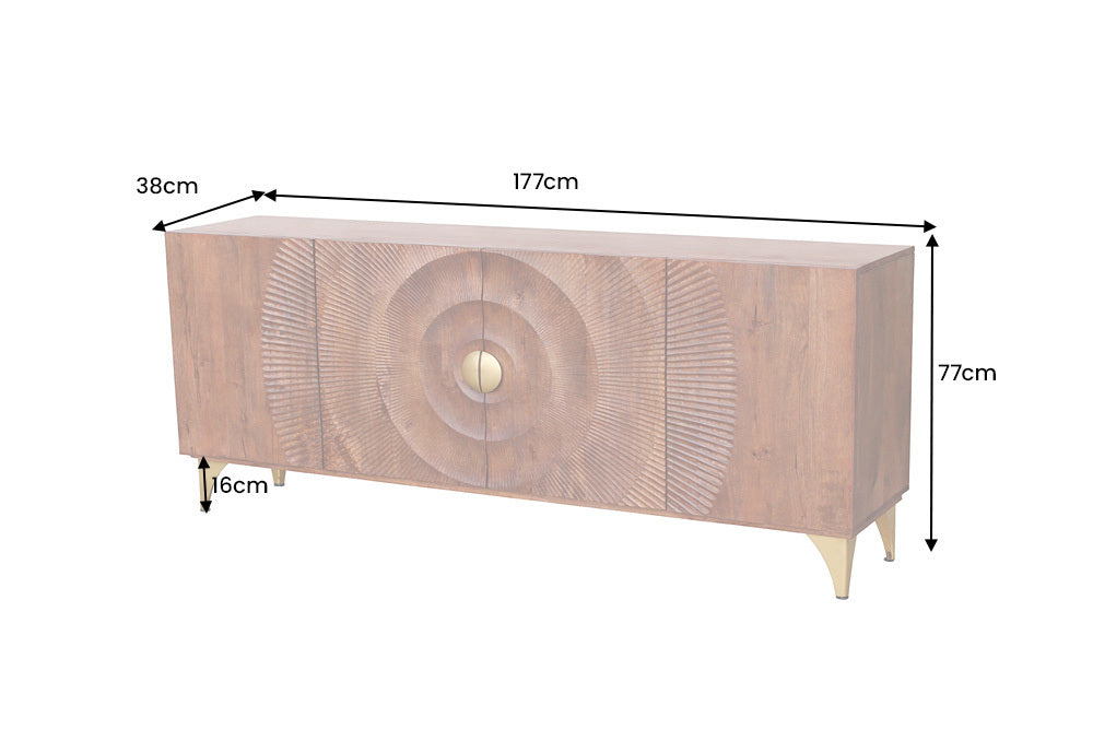 AMAZONAS solid sideboard 160cm mango wood natural front design