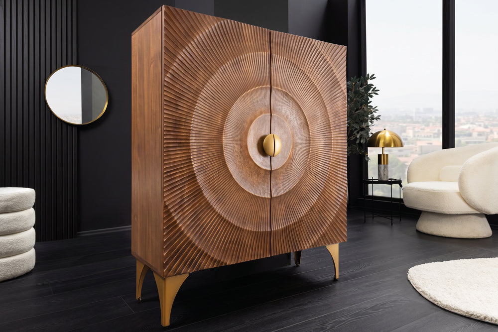 GOLDEN SUNSET Handcrafted highboard 120cm black gold mango wood