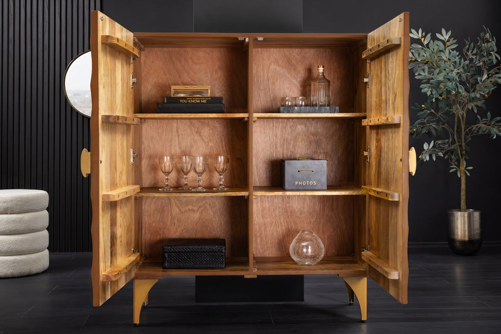 GOLDEN SUNSET Handcrafted highboard 120cm black gold mango wood