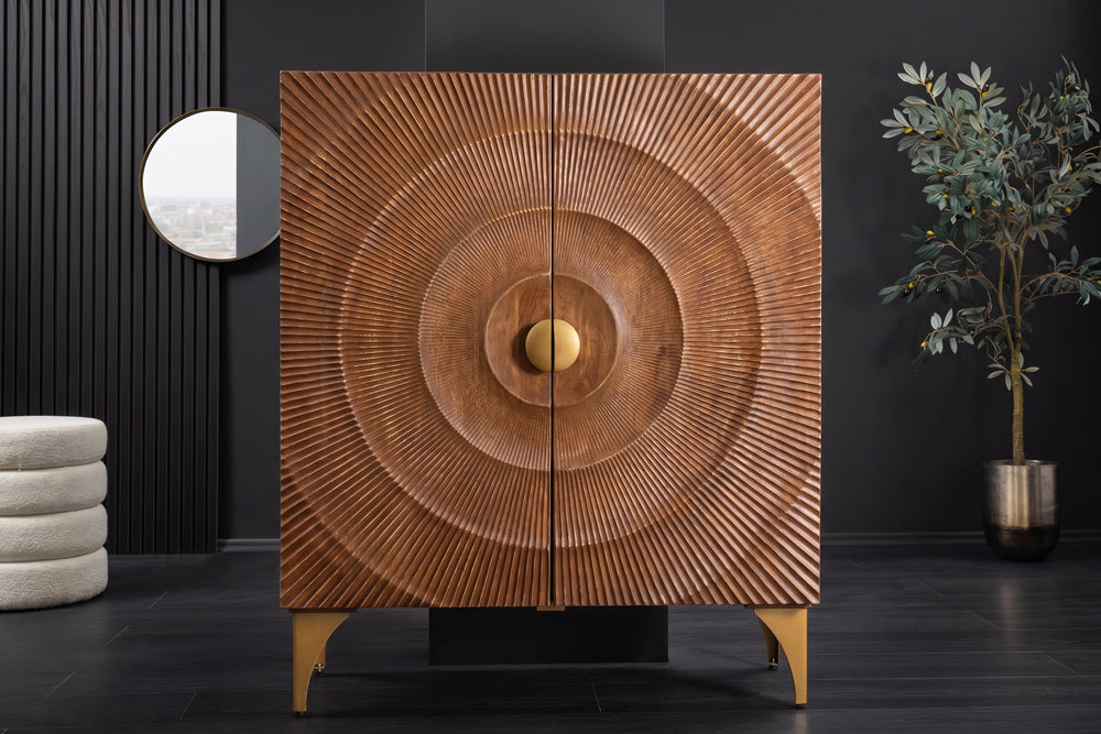 GOLDEN SUNSET Handcrafted highboard 120cm black gold mango wood