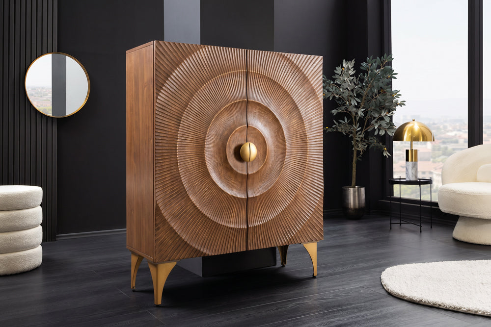 GOLDEN SUNSET Handcrafted highboard 120cm black gold mango wood