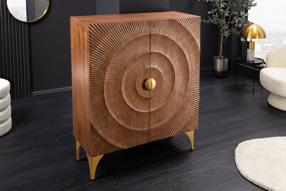 GOLDEN SUNSET Handcrafted highboard 120cm black gold mango wood